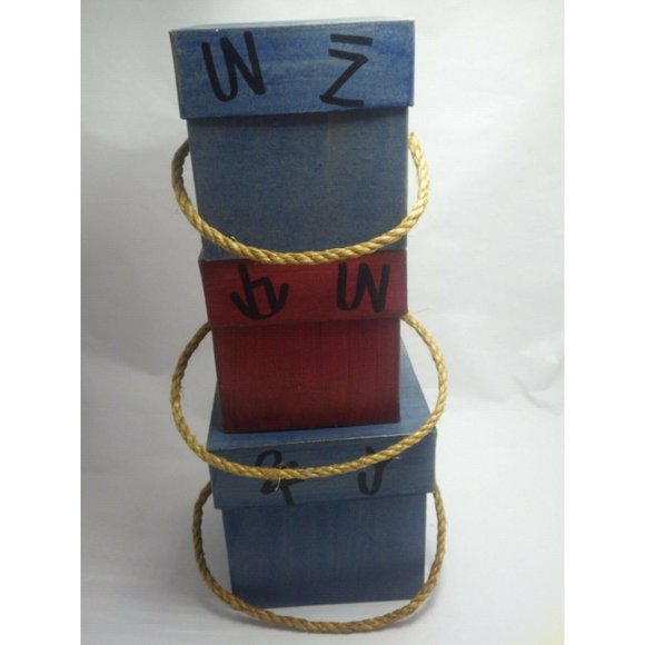 Vintage Western Nesting Boxes Red Blue Branding Iron Design Lot 3 - Picture 9 of 11